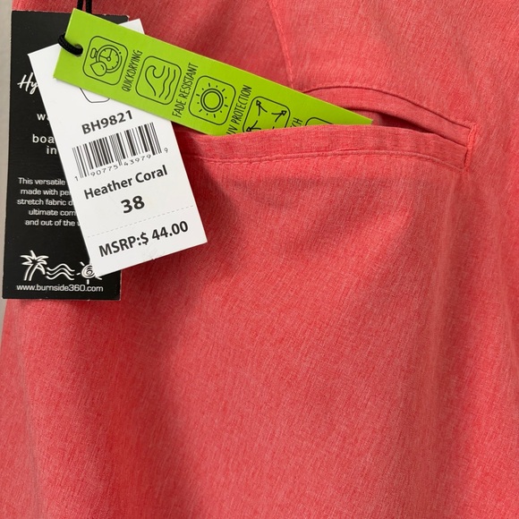 Burnside Coral Flat-Front Men's Board Shorts Sz 38 Hybrid Series Stretch - Picture 3 of 7